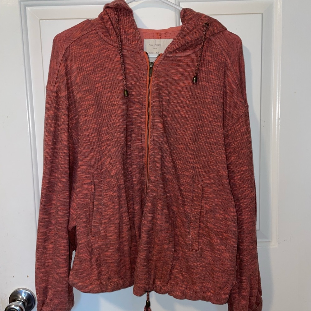 Free People Orange Bomber Jacket with Relaxed Fit